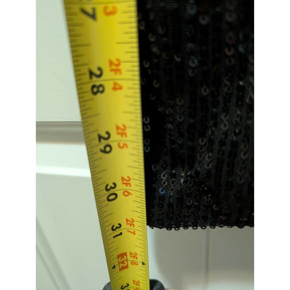 NEW! CBR SEQUIN BLACK DRAPPED MID DRESS V NECK LONG SLEEVE PARTY DRESS SIZE S - Picture 11 of 11